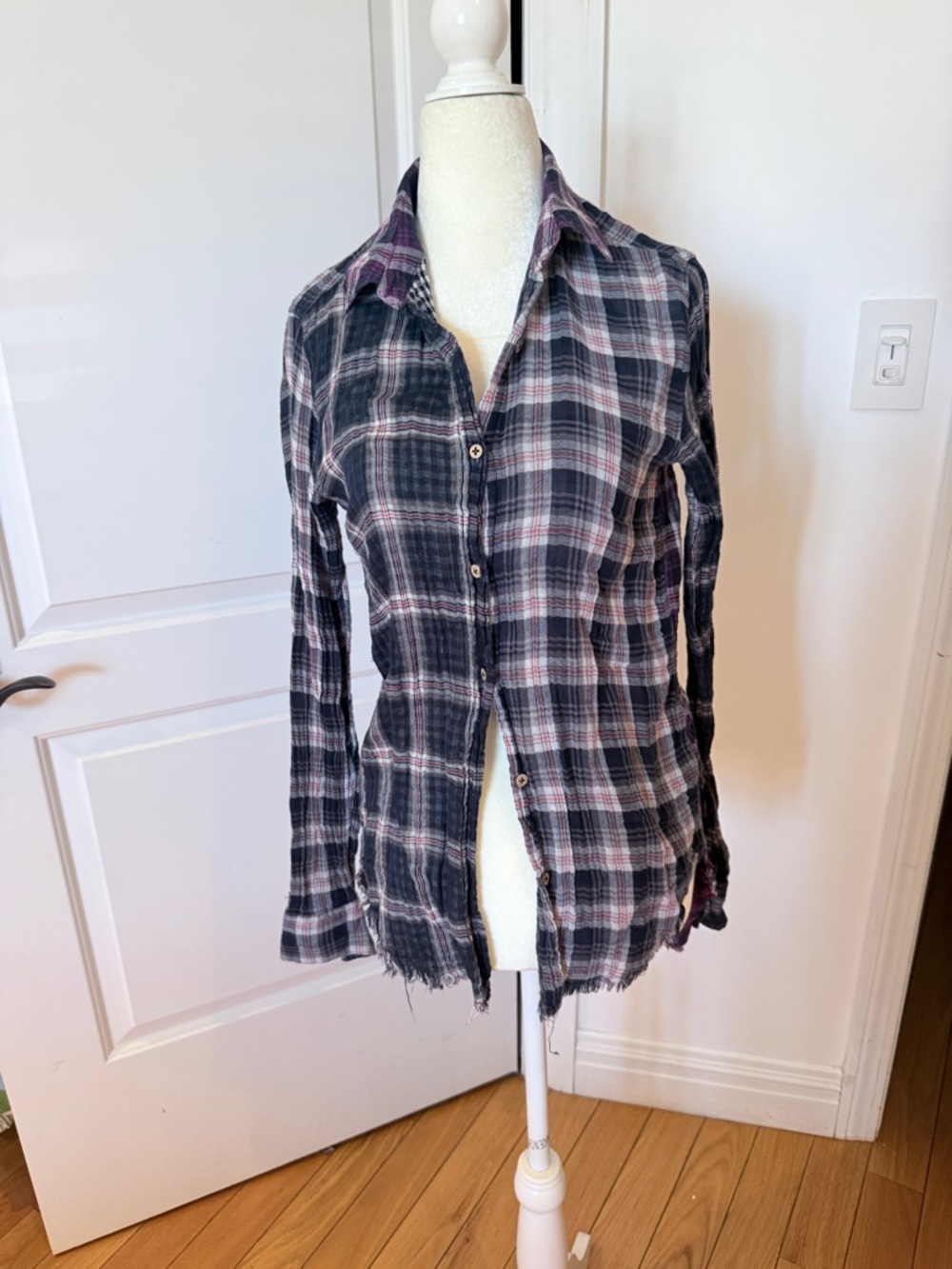 Woven Plaid Button-Down Shirt.